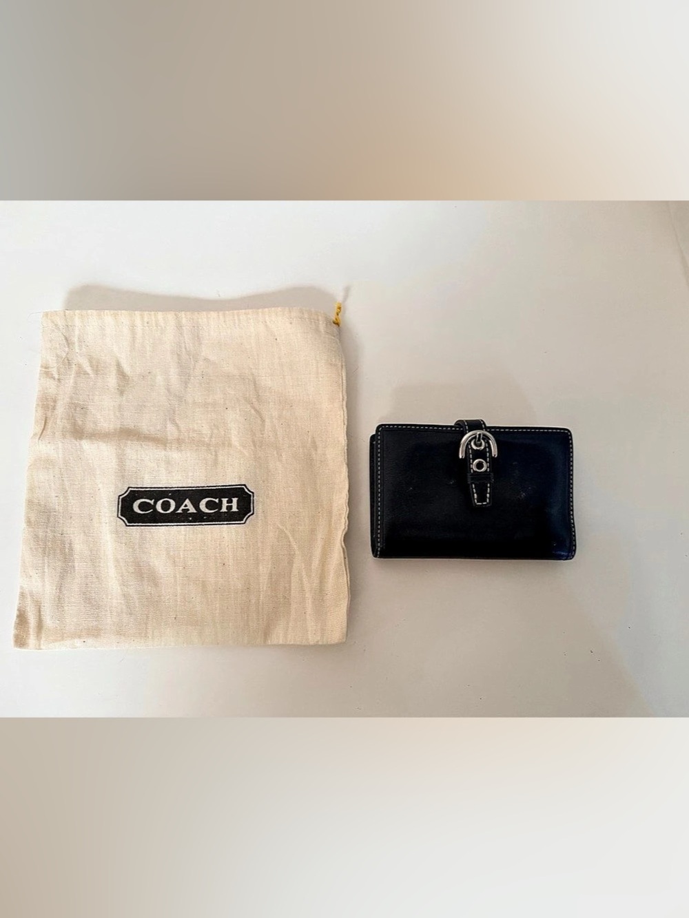 Vintage Coach Black Wallet with Silver-Tone Hardware
